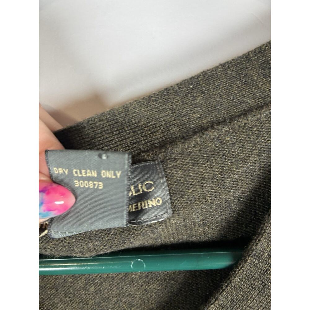 Banana Republic Merino Wool Sweater Vest Olive Green V-Neck Mens L Preppy Vtg - Picture 4 of 6